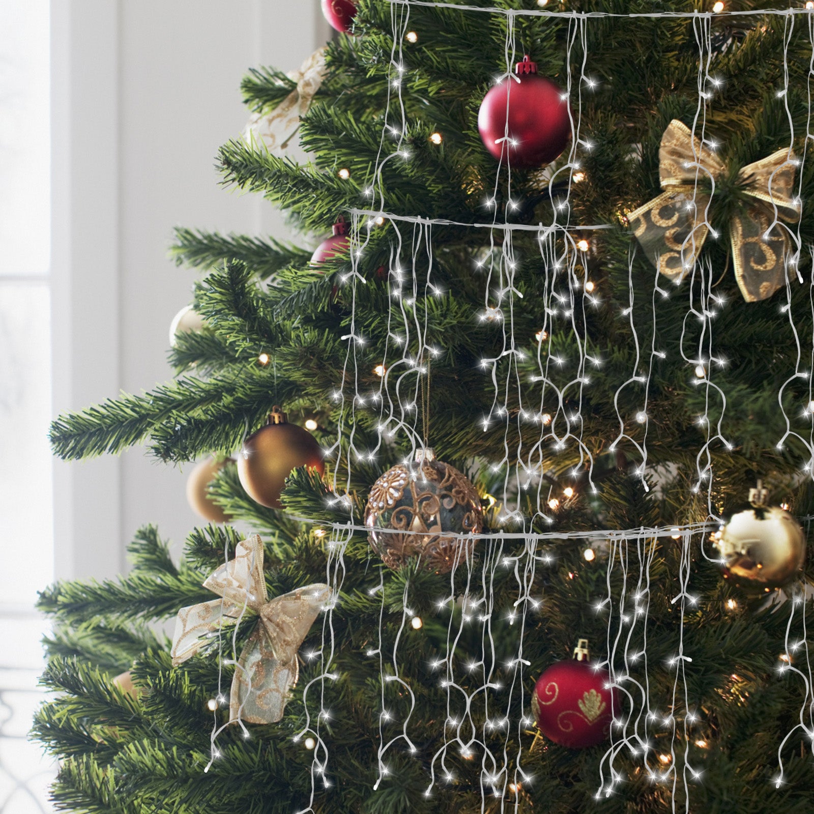 10M 400 LED illuminazione Ghirlanda Tenda per illuminazione esterna per decorazione interna Natale, giardino, matrimoni, feste Bianco freddo - 8