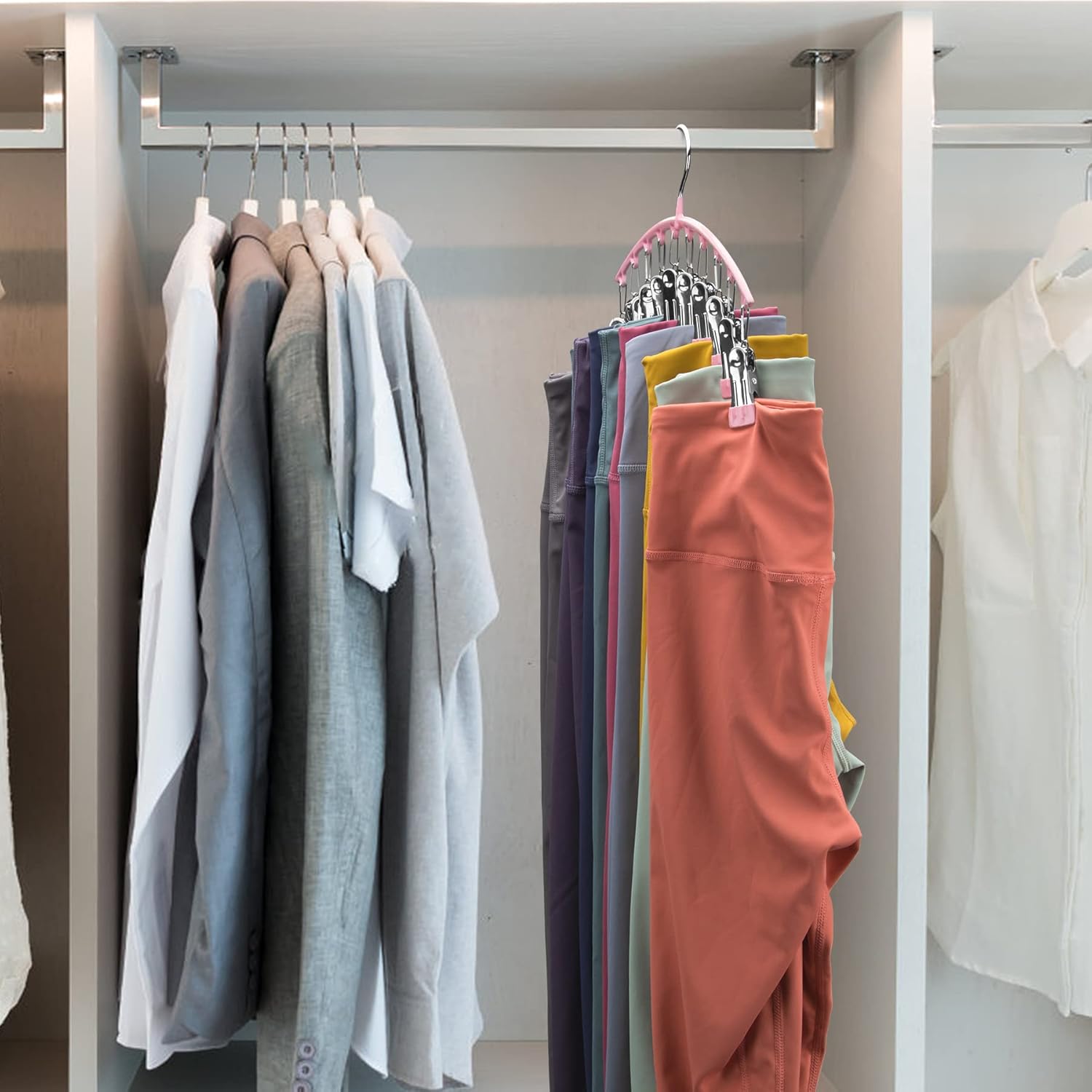 Stendibiancheria rosa 37*17cm con 2 cinghie antiscivolo in acciaio inox e 10 clip per appendere i calzini - 2