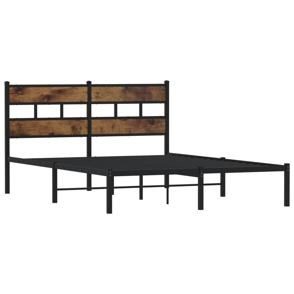 Cadre de lit en métal sans matelas chêne fumé 160 x 200 cm - 3