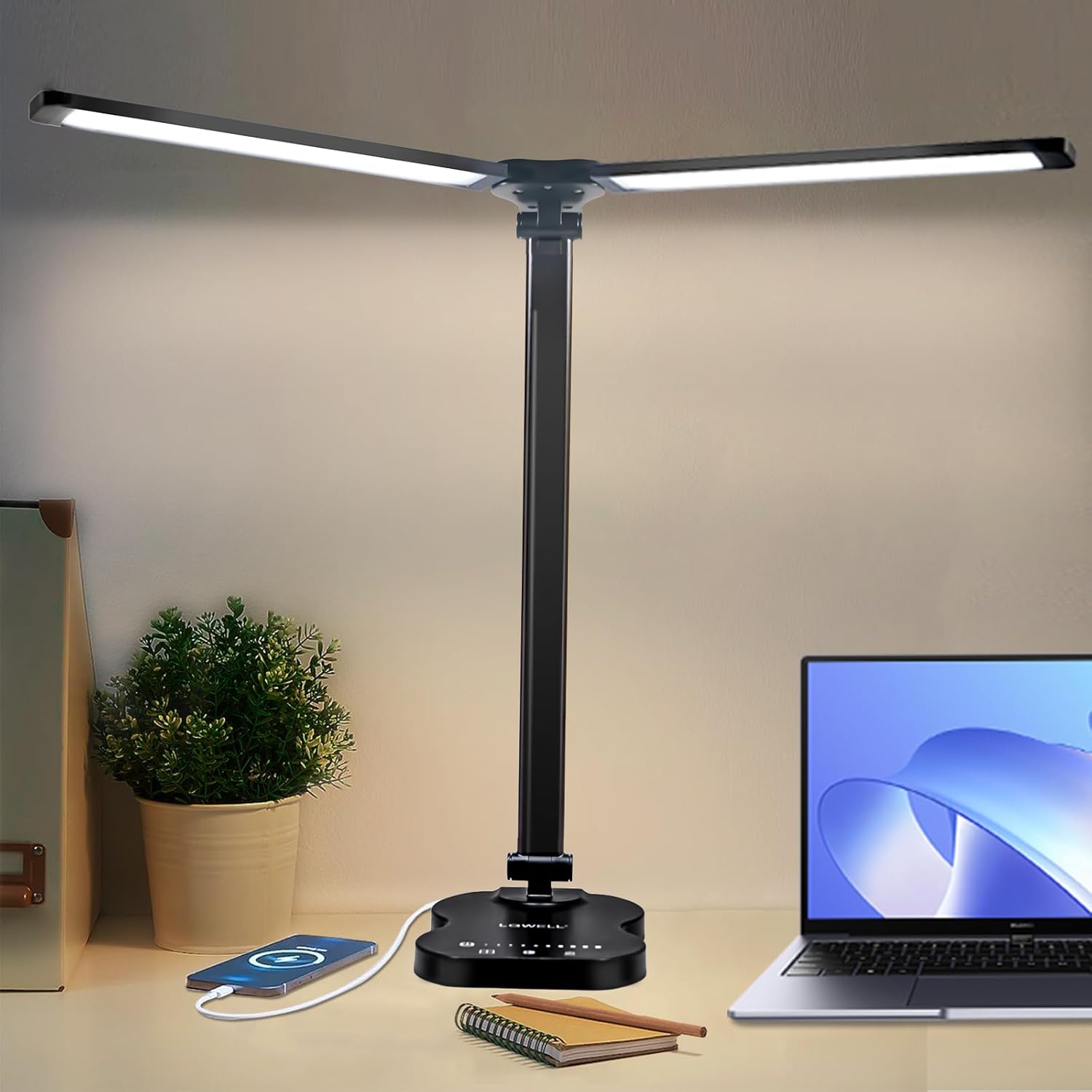 Lampe De Chevet LED, 10 Niveaux De Luminosité, 5 Couleurs, Fonction Mémoire, Métal, Noir | Leroy