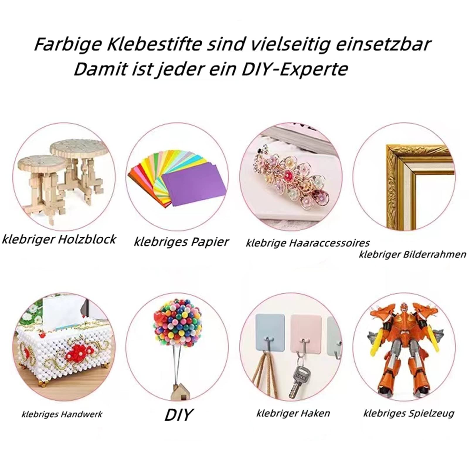 EKKJNQ Matite adesive a caldo, 30 pezzi, colorate per colla a caldo, per fai da te, 7 x 200, 11 x 200 mm, per pistola per colla a caldo (rosa, 7 mm) - 4