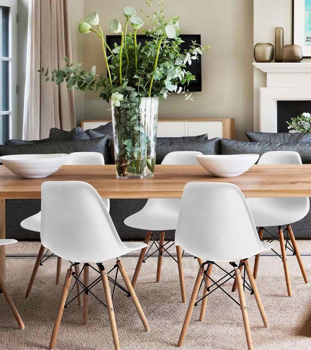 Pack 6 sillas NÓRDICA, silla comedor salón, patas en madera, color Blanco - 2