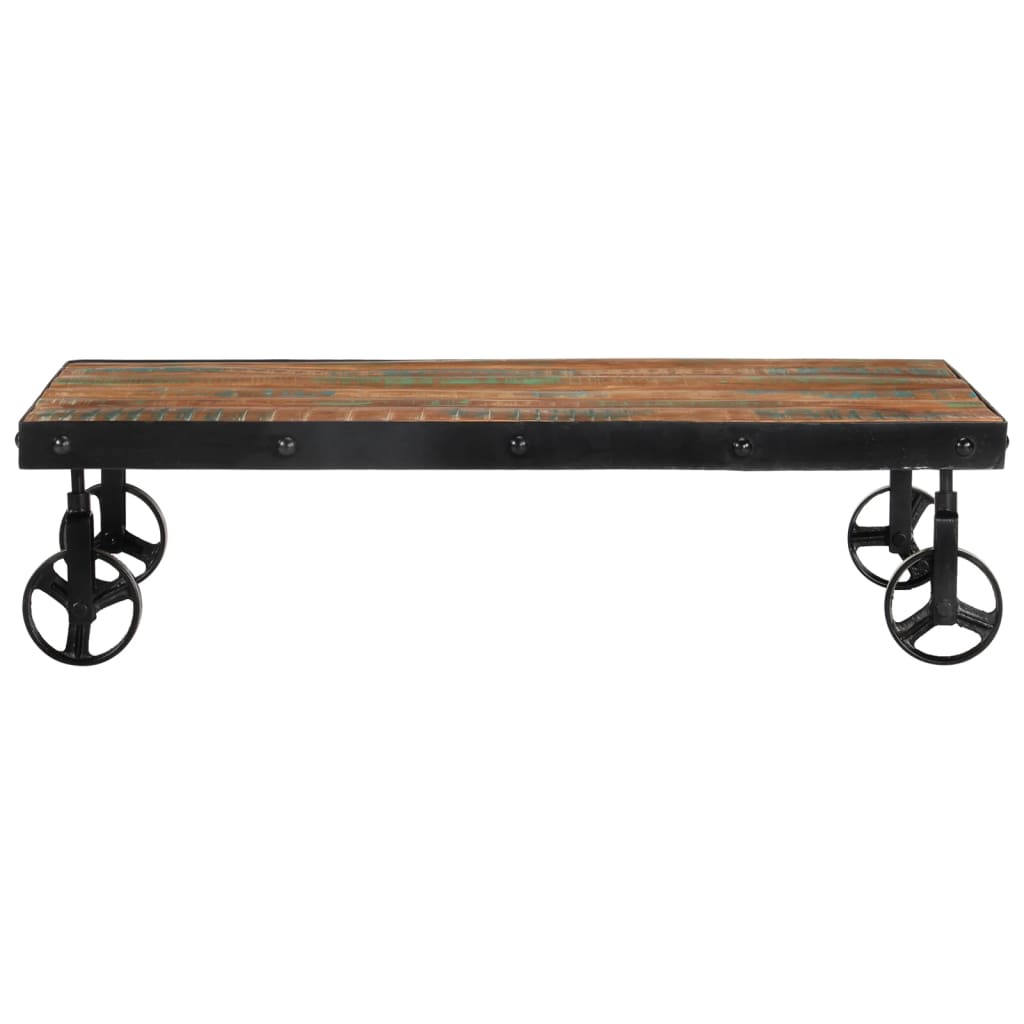 Table basse double avec roulettes en chêne massif