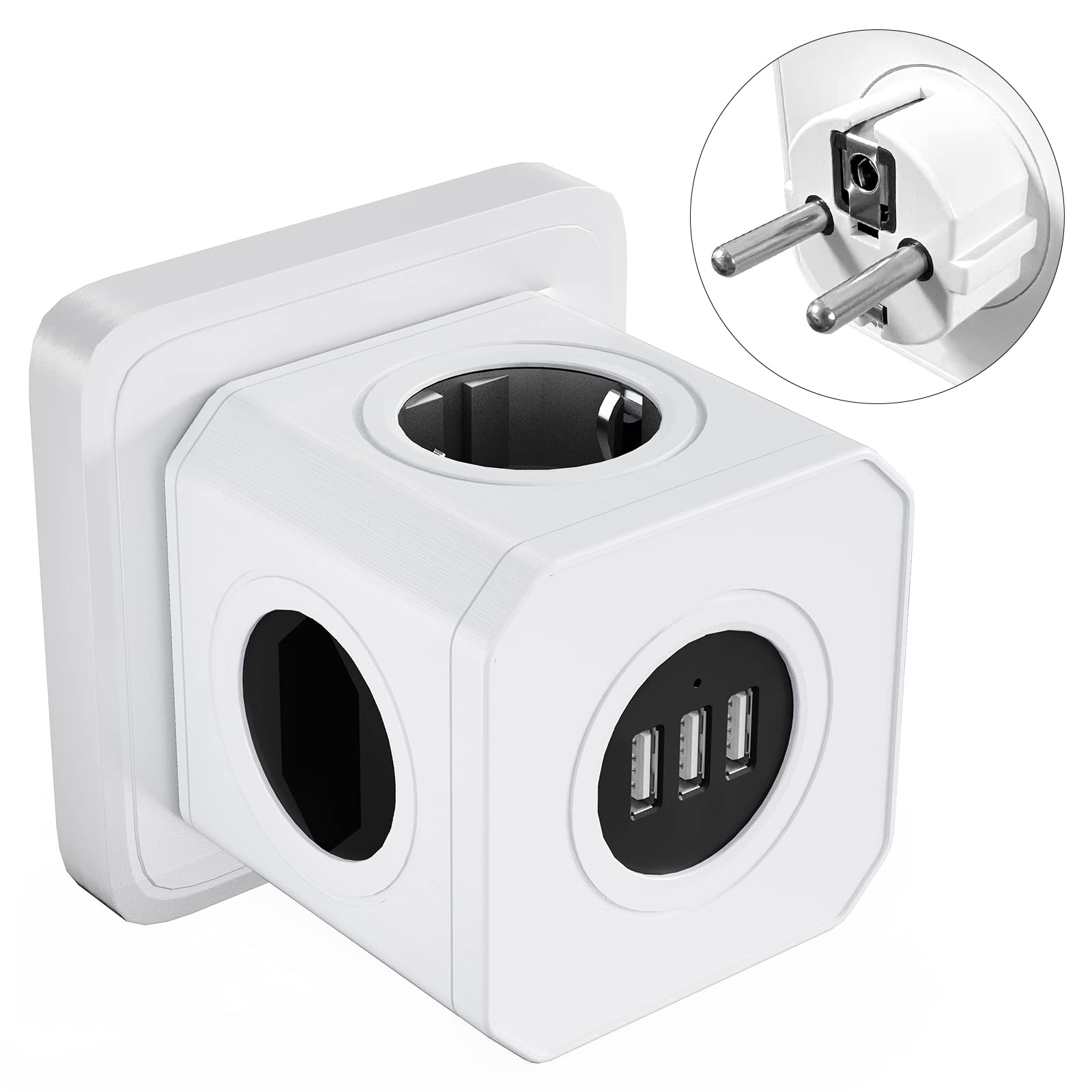 Usb Overload ZOVCAL Cubo multipresa, presa USB con 4 scomparti, contiene 1 presa ...