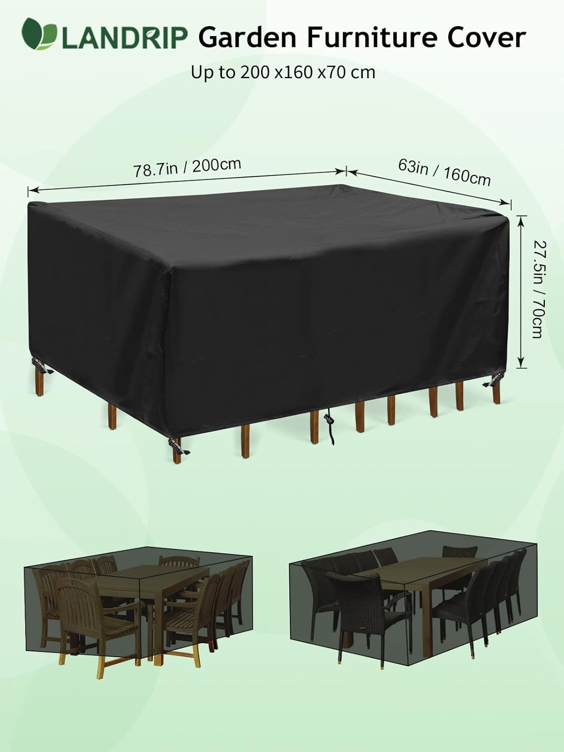 Funda Oxford Para Mesa De Jardín 130x80x75 Cm | 420D, Impermeable Y Resistente Al Viento
