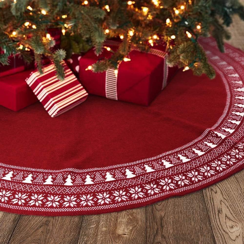 Dremisland Gonna per Albero di Natale, Gonna per Albero di Natale Lavorata a Maglia da 48 Pollici con Fiocco di Neve, Decorazioni Natalizie Spesse e | Leroy Merlin