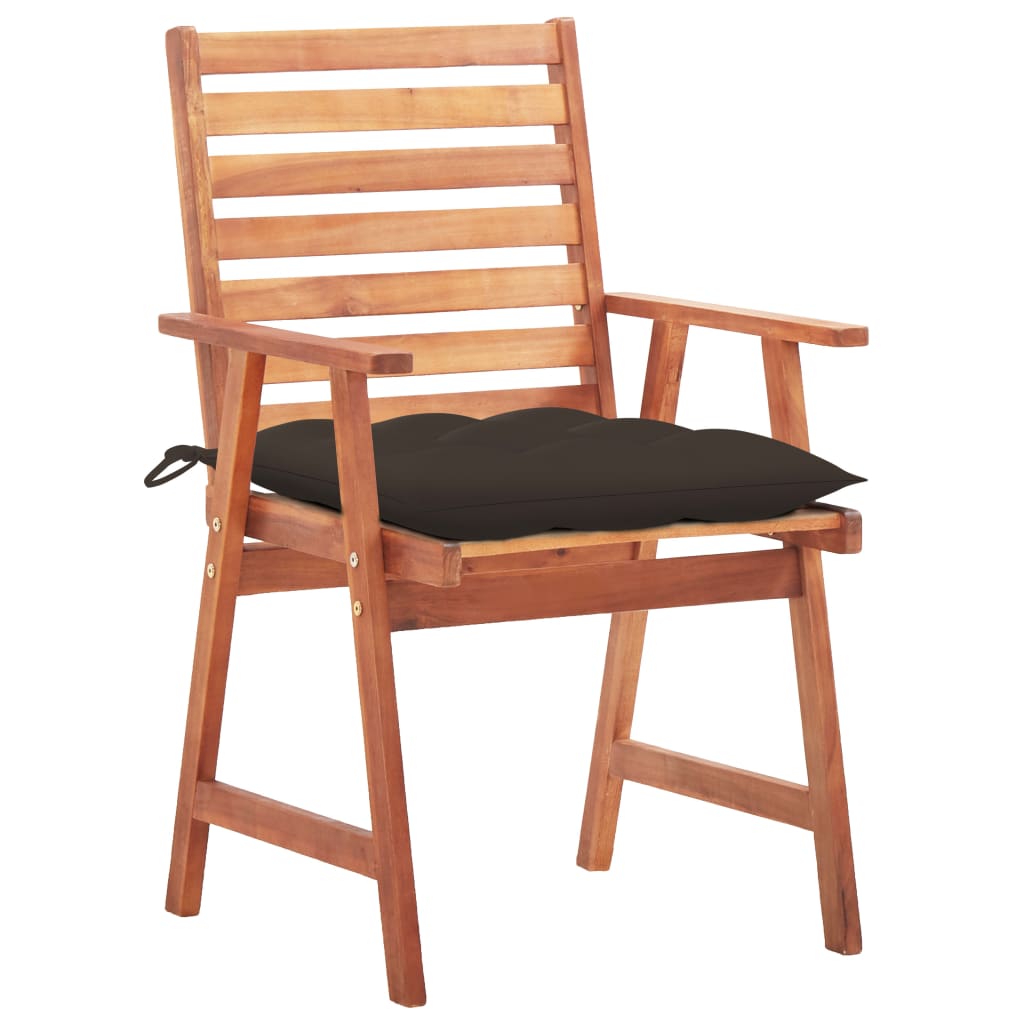 Chaises à dîner d'extérieur 3 pcs avec coussins Acacia massif 40 - 2