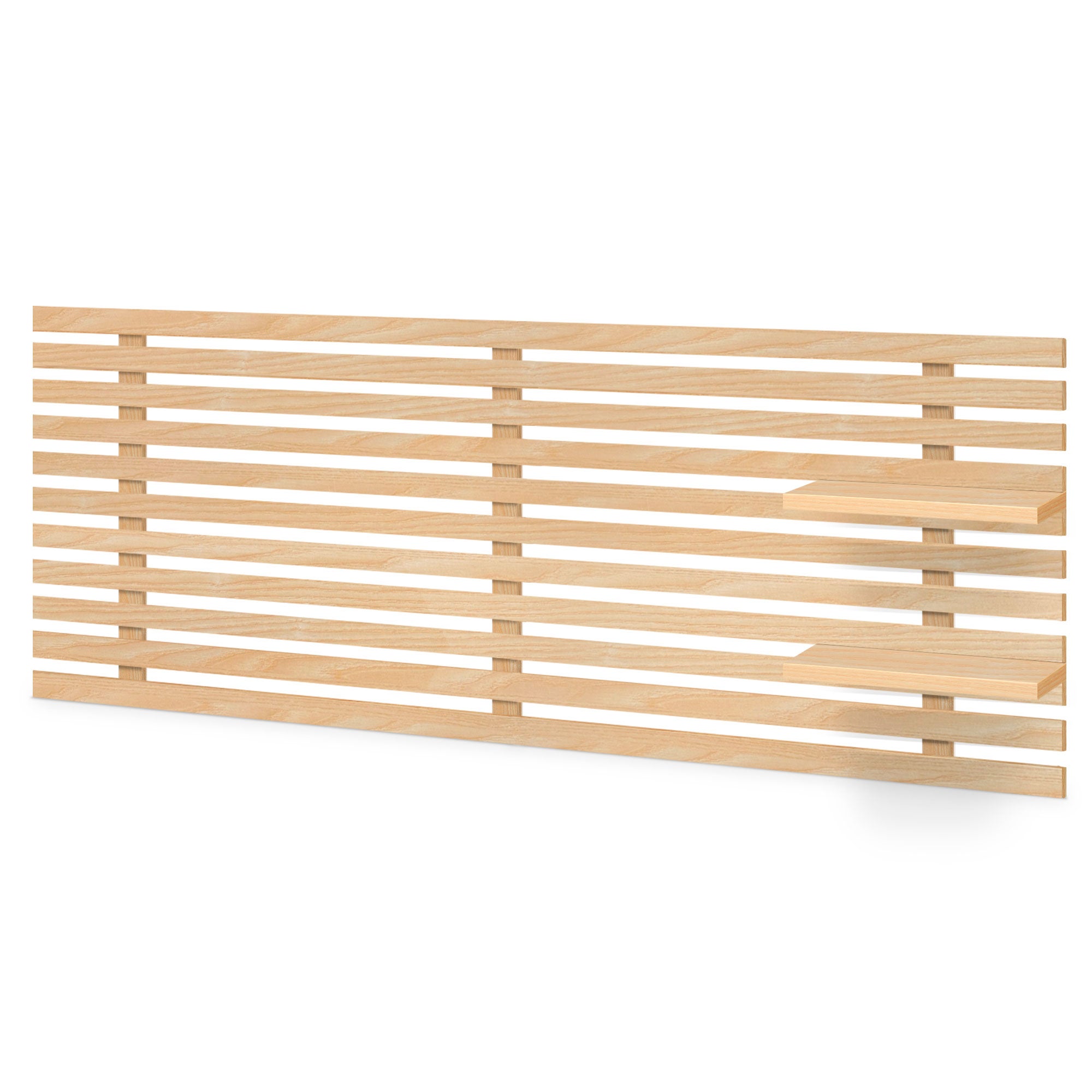 DHOME Testiera con ripiani in legno riciclato DM Letto sospeso a parete in stile pallet giapponese Vintage (Legno naturale, 160 cm) - 3