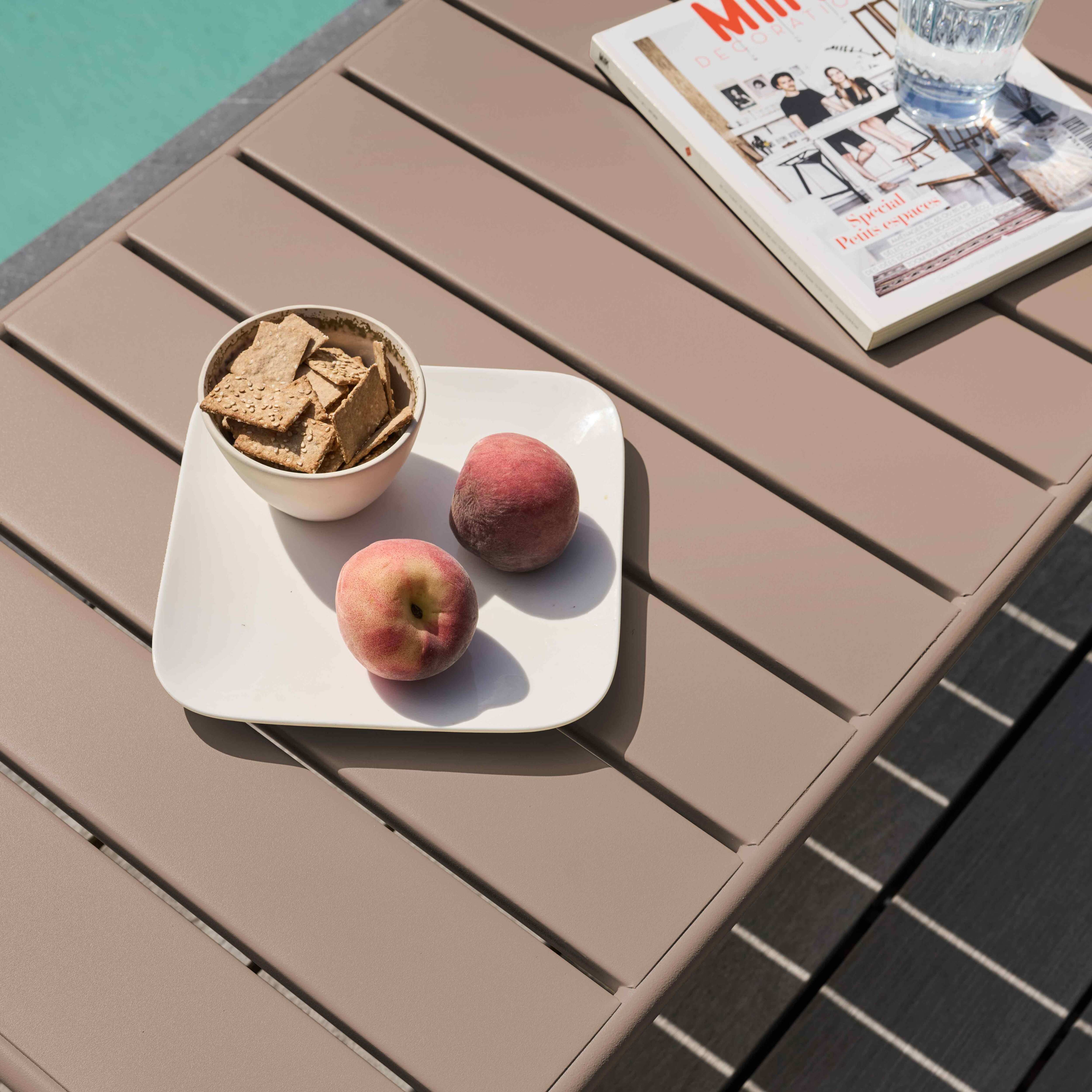 Table basse de jardin acier taupe 90 x 50 cm , Palavas - Oviala - 3