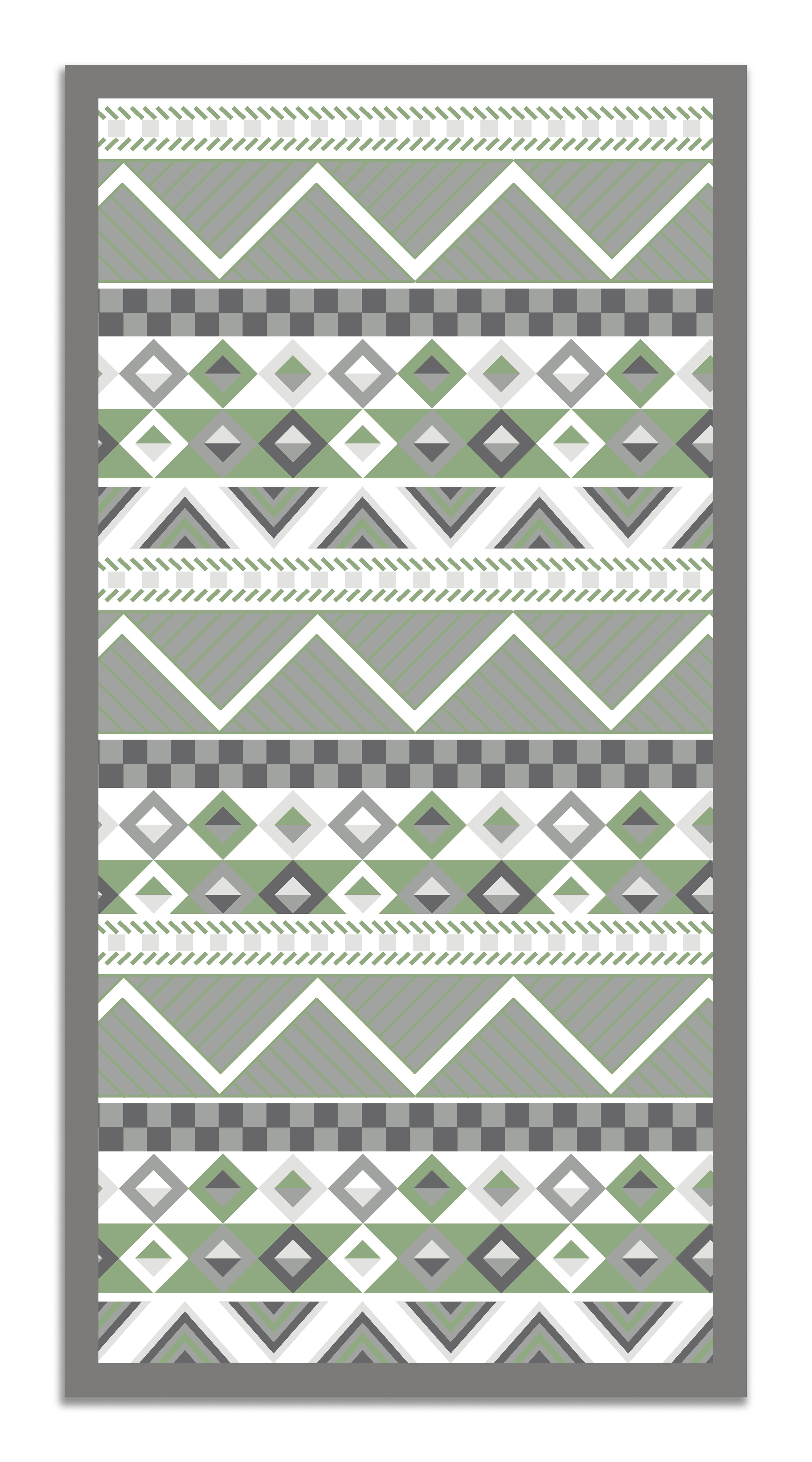 Panorama alfombra vinílica azteca color verde 60x110 cm - alfombra cocina vinilo - alfombra salón antideslizante, antihongos e ignífuga