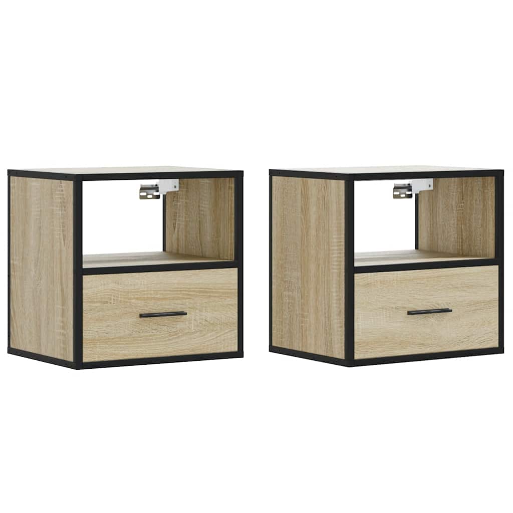 Comodini da parete 2 pz rovere sonoma 40x31x39,5 cm - 2