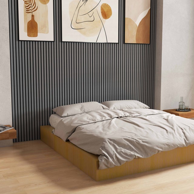 Lot de 2 panneaux muraux acoustiques décoratifs en bois MDF 240 x 60 cm,Chêne gris, excellente isolation phonique, installation facile