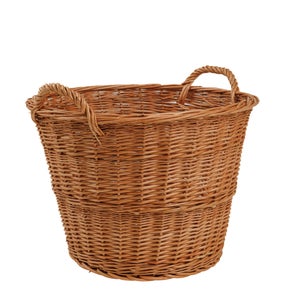 e-wicker24 Plateau ronde à garnir en osier avec deux poignées de transport, plateau de service, plateau decoratif, caisse en osier, (:55 H8/20