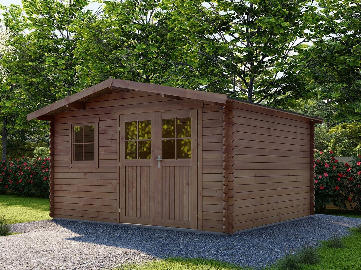 Abri de jardin en bois traité marron autoclave 