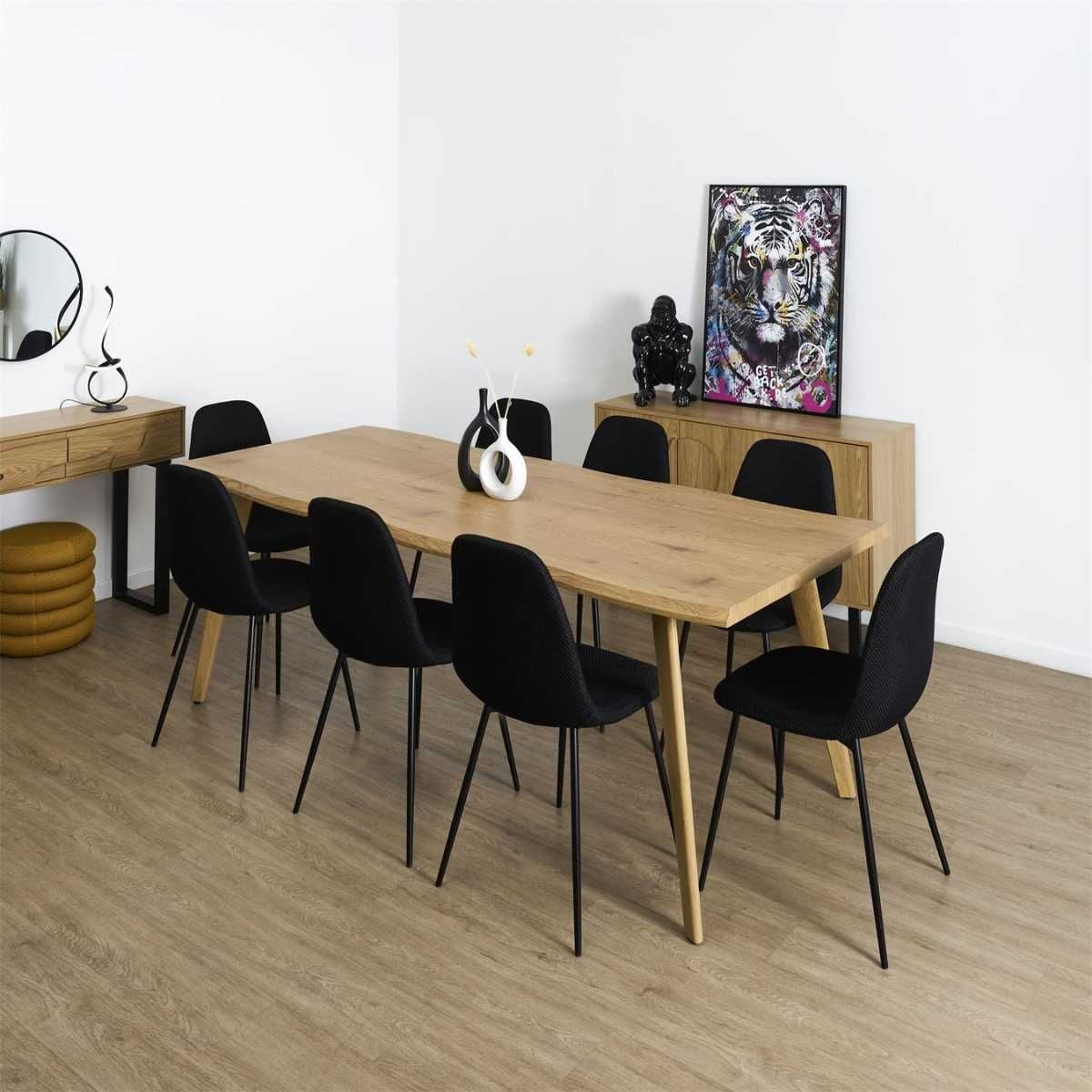Table repas extensible 6-8 personnes en MDF aspect chêne bords biseautés - LYPSI - 2