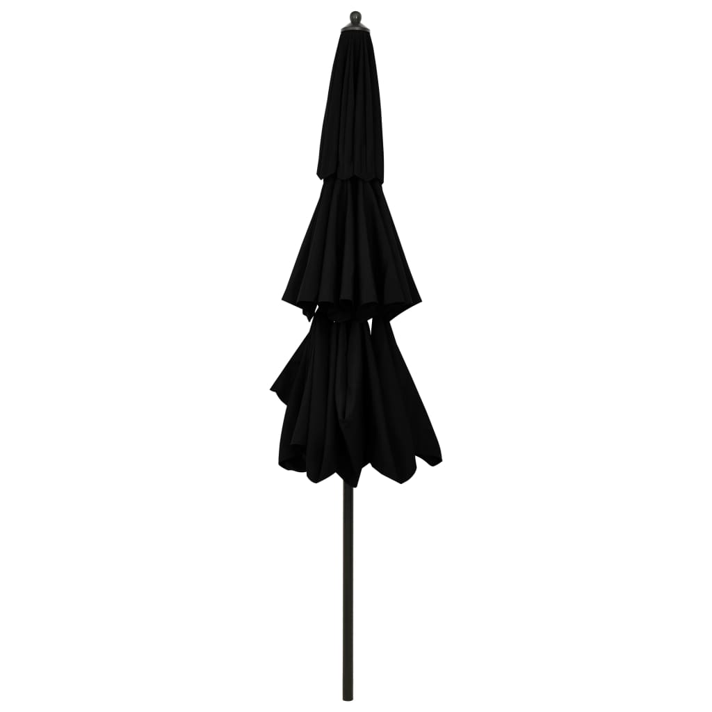 Parasol à 3 niveaux avec mat en aluminium Noir 3 m - 4