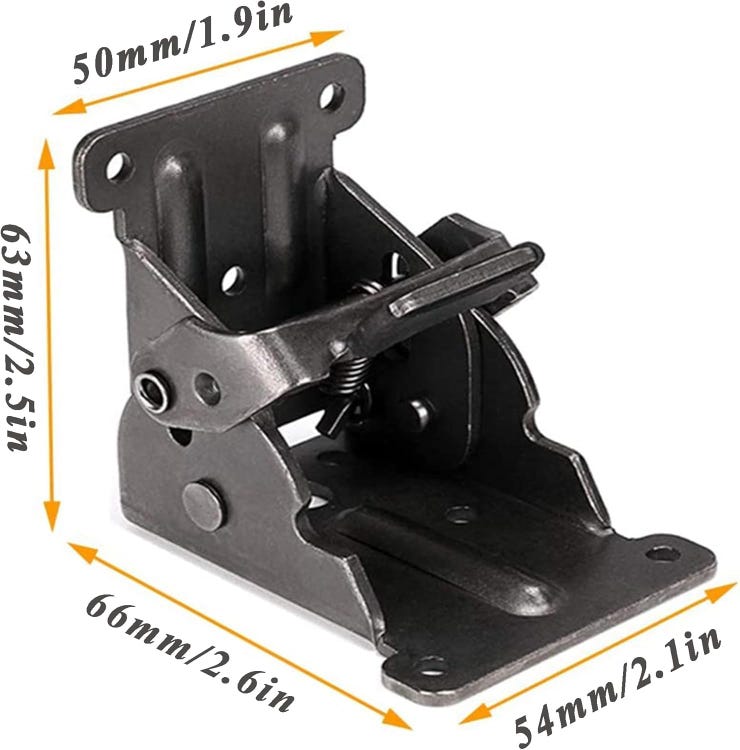 4Pcs Charnières Autobloquantes Pliables avec Supports et Accolades pour Pieds Rabattables de Meuble, Table et Lit - 5