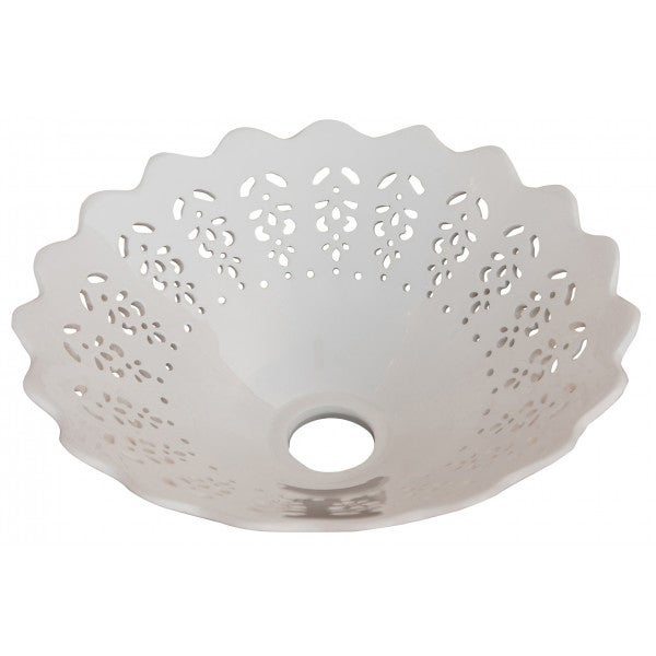 Paralume Piatto In Ceramica Bianca Con Bordo Blu – 30 Cm, Made In Italy, Attacco E27, Per Lampadari E Applique