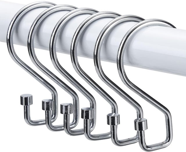 Anéis Cortina de Chuveiro, 12 Pack Gancho em forma de S, Resistente à Ferrugem, Para Cortina de Chuveiro, Utensílios De Cozinha (Prata)