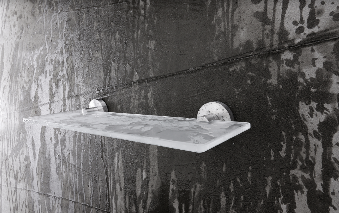 Mensola Bagno In Vetro SAYAYO 40cm - Vetro Temperato 8mm, Acciaio Inox 304, Cromo Lucido