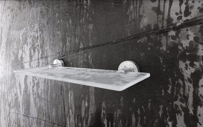 Mensola Bagno In Vetro Temperato 8mm - 40cm Con Supporto Acciaio Inox | SAYAYO - Foto 4