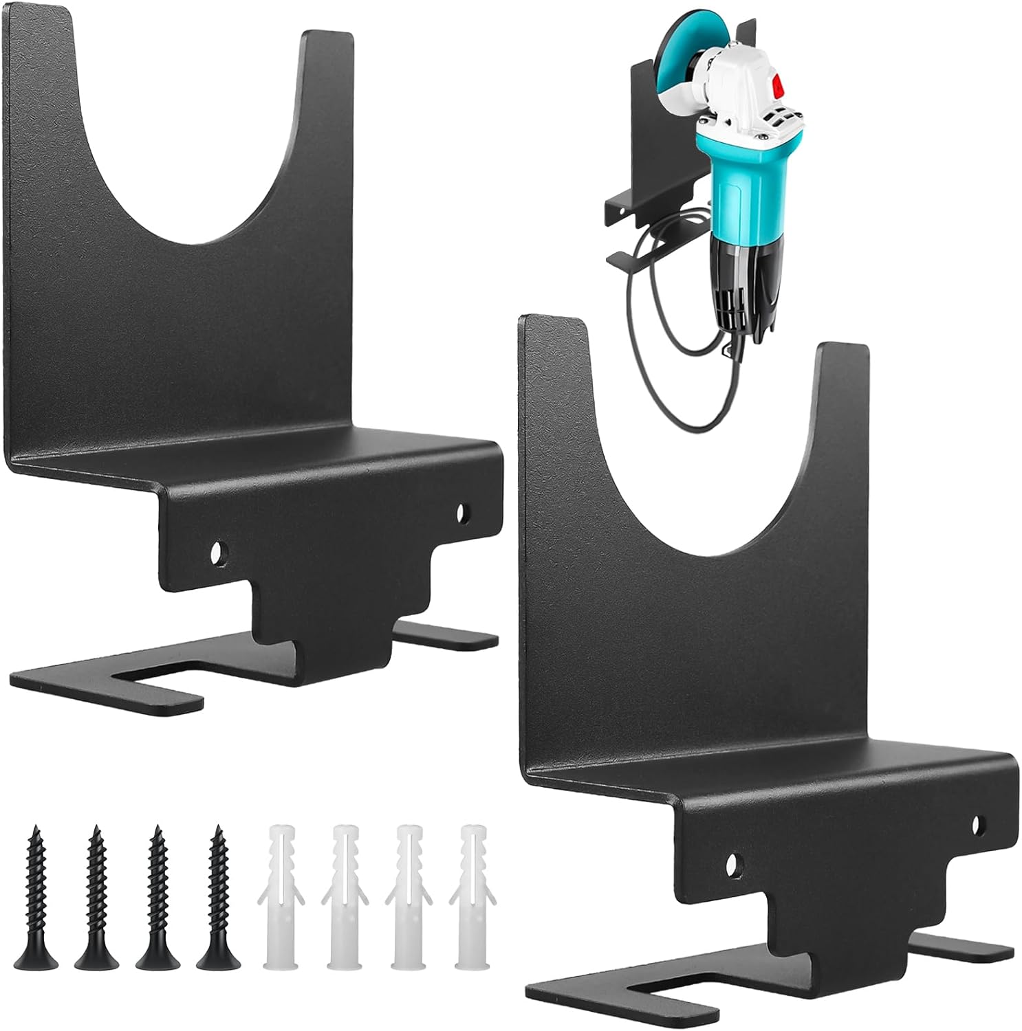 Lot De 2 Supports Muraux Pour Meuleuse D'Angle – Organisateur Robuste Garage Atelier, Compatible 4'' Et 5''
