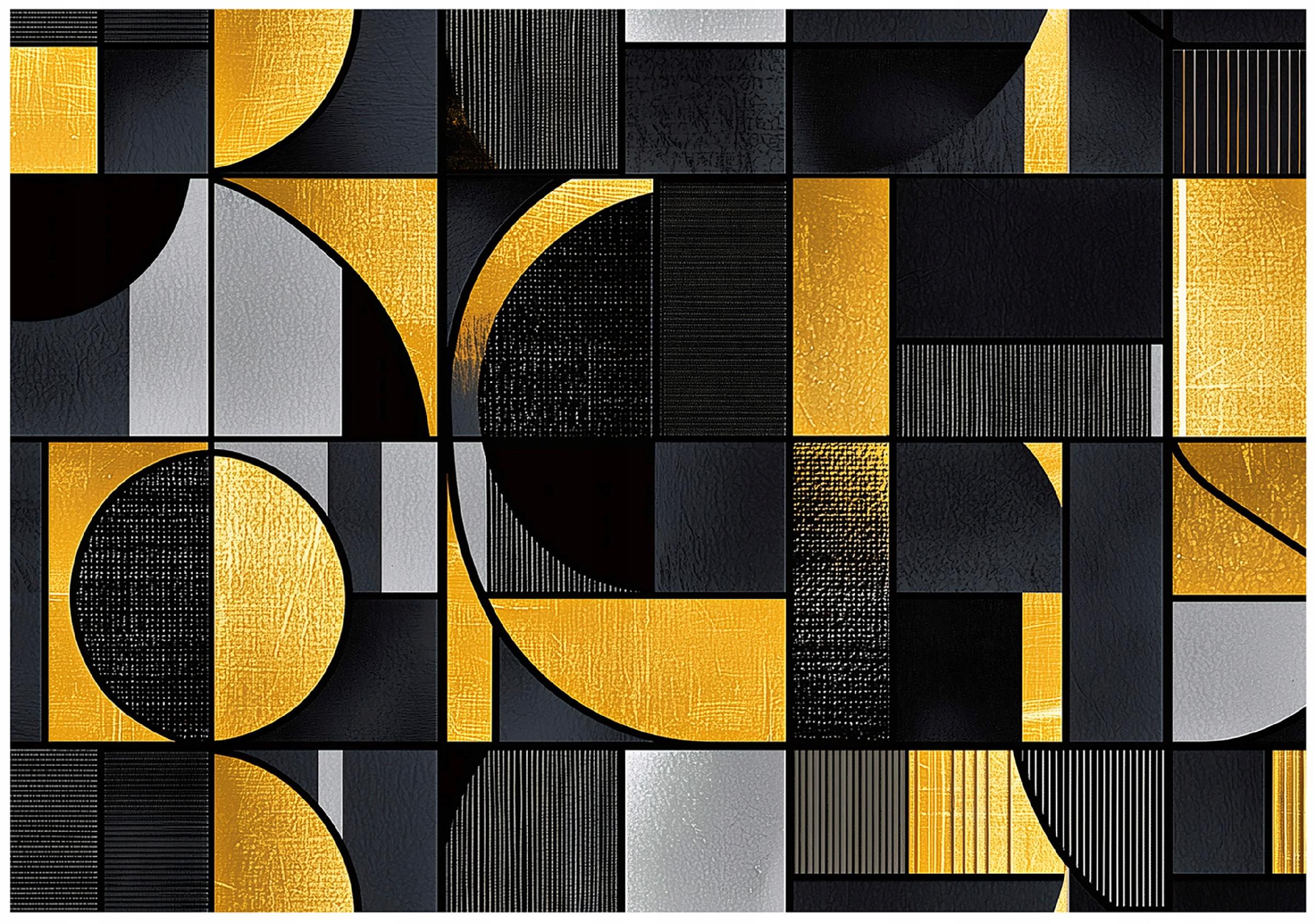 Fototapeta Abstrakcja Geometryczna Złoty Czarny 400x280 cm Tapeta Do Sypialni Salonu Kuchni Na Flizelinie