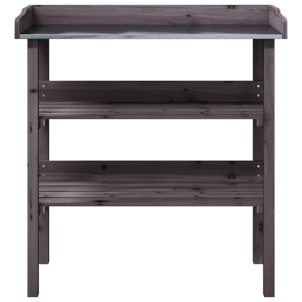 Jardinière | Table à plantes avec étagères gris 78x38x82,5 cm bois de sapin CFW71145 - 4