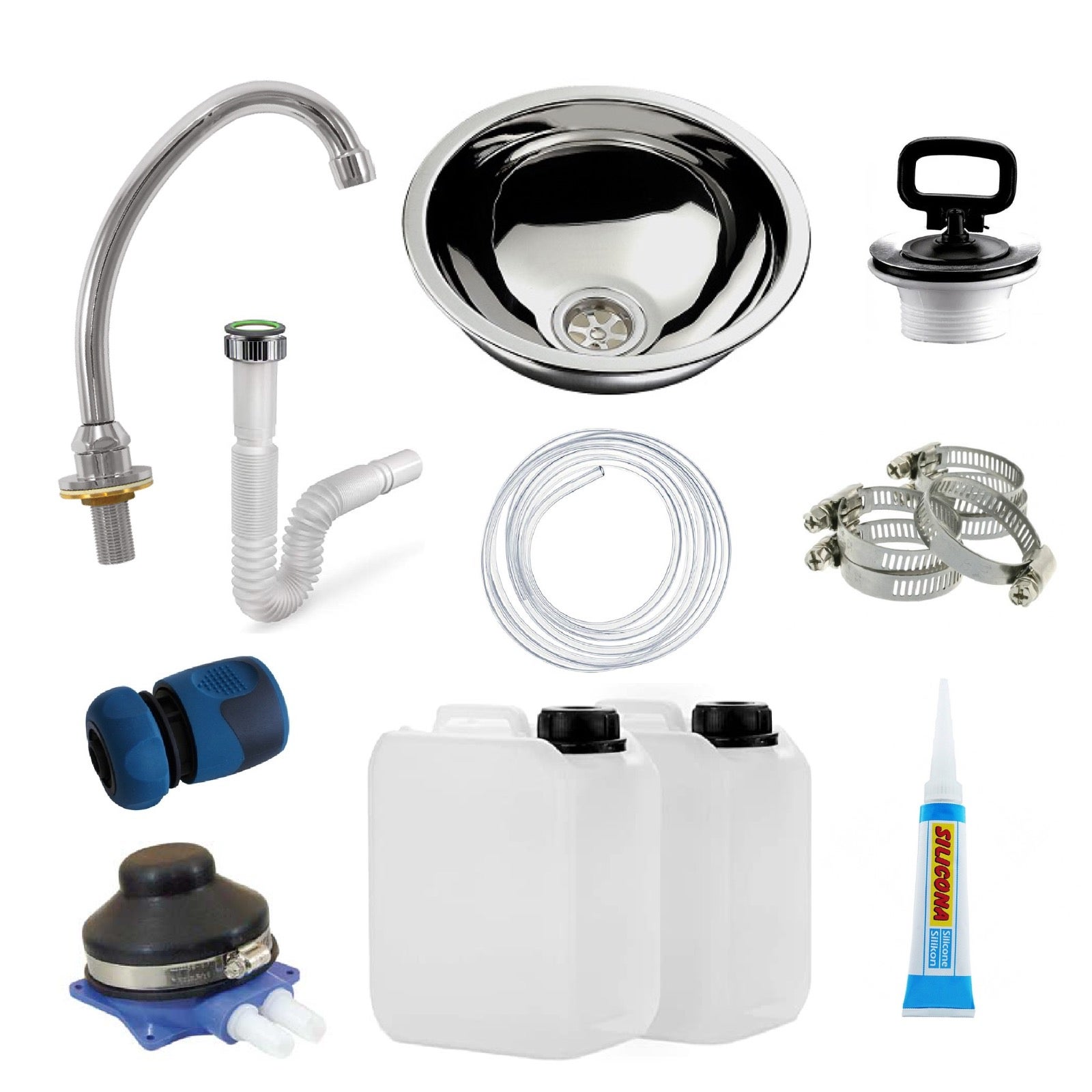 Express Water Basic - Lavabo Portable Autonome Avec Réservoir 15L - Acier Inoxydable Et Commande Au Pied