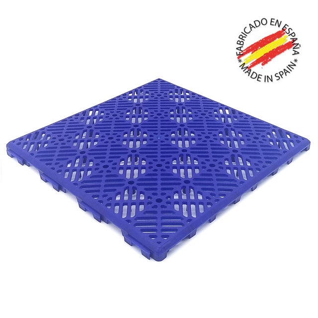 Dalle Bleu ventilée en polypropylène 30x30x1,5cm - Pour sols de piscine, terrasses, sols flottants, gazon artificiel, chenils