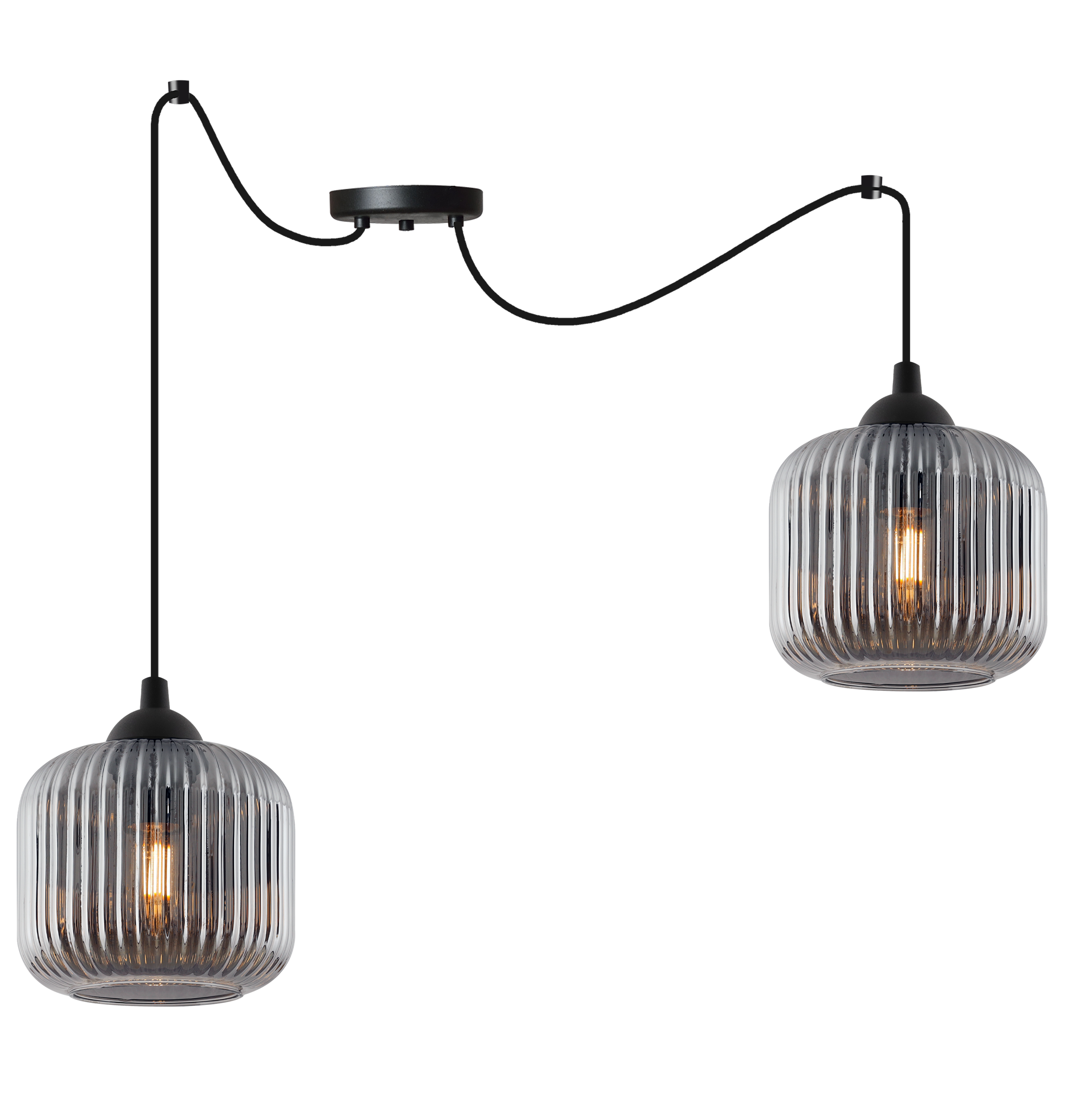 Lampa sufitowa wisząca Riffle Pająk loft 2xE27 klosz walec grafit Light Home LH