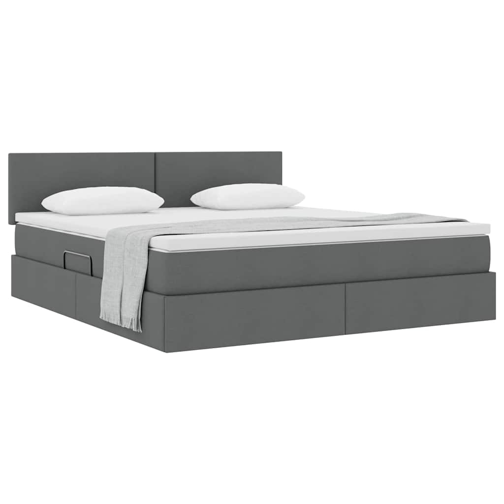 Lit avec rangement et matelas Gris foncé 160 x 200 cm Velours - 3
