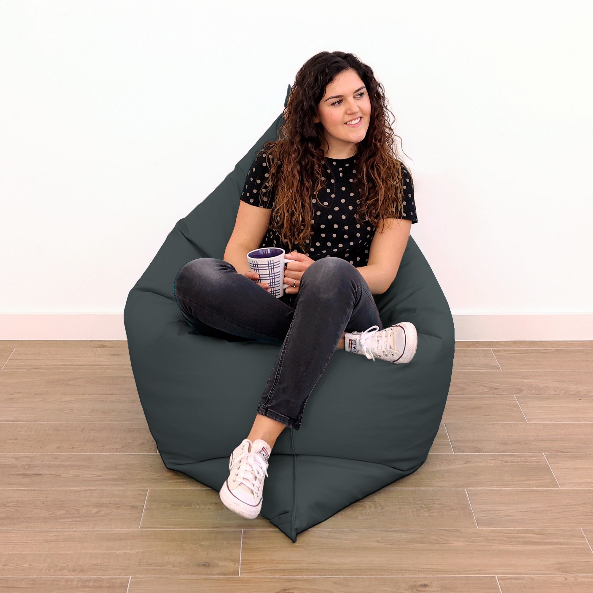 Big Pouf Similicuir Indoor Gris Happers - 2