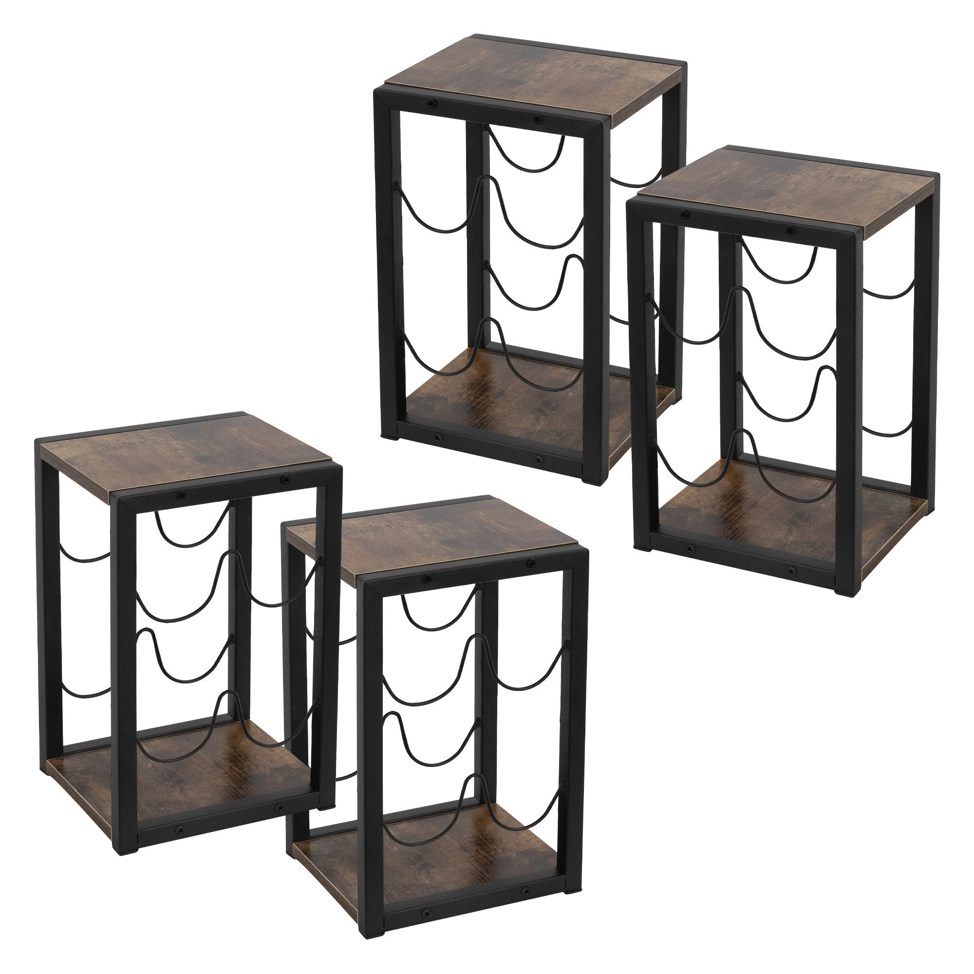 Amig - Casier à Bouteilles Pour 4 Bouteilles - Étagère En Acier Noir