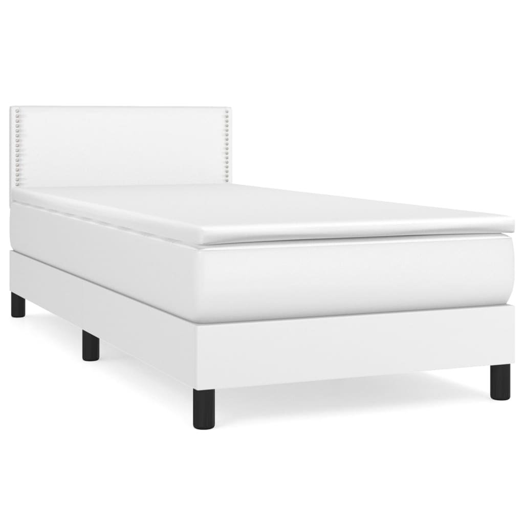 Lit simple | Lit Adulte | Lit à sommier tapissier avec matelas Blanc ...