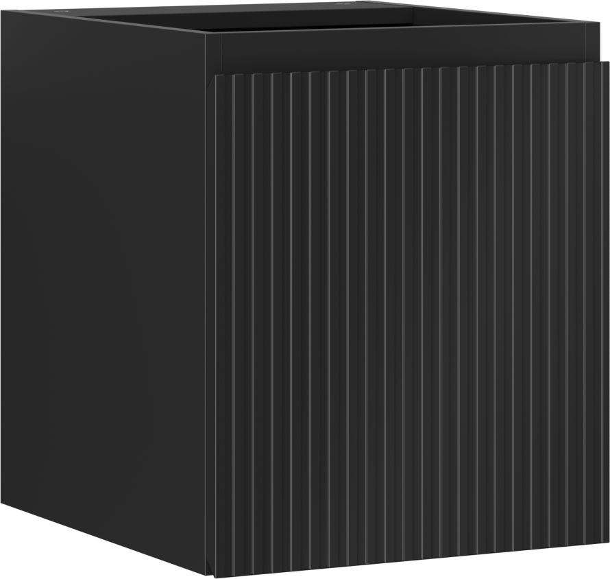 Mexen Rivel szafka łazienkowa podumywalkowa 40 cm, 1 drzwi, ryflowana, czarna mat - 91A21-04047-1-BF71