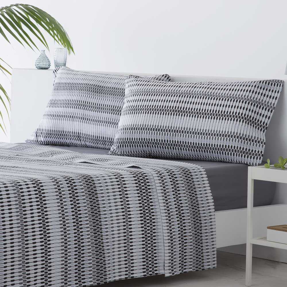 Cotton artean - juego de sábanas ichurun algodón poliéster reciclado gris cama 200