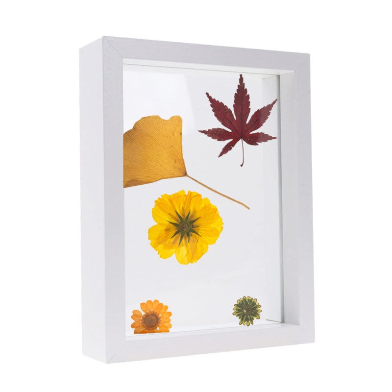 Cadre Photo En Bois Avec Fleurs Séchées - Présentoir Décoratif Flottant - 20,3 X 25,4 Cm