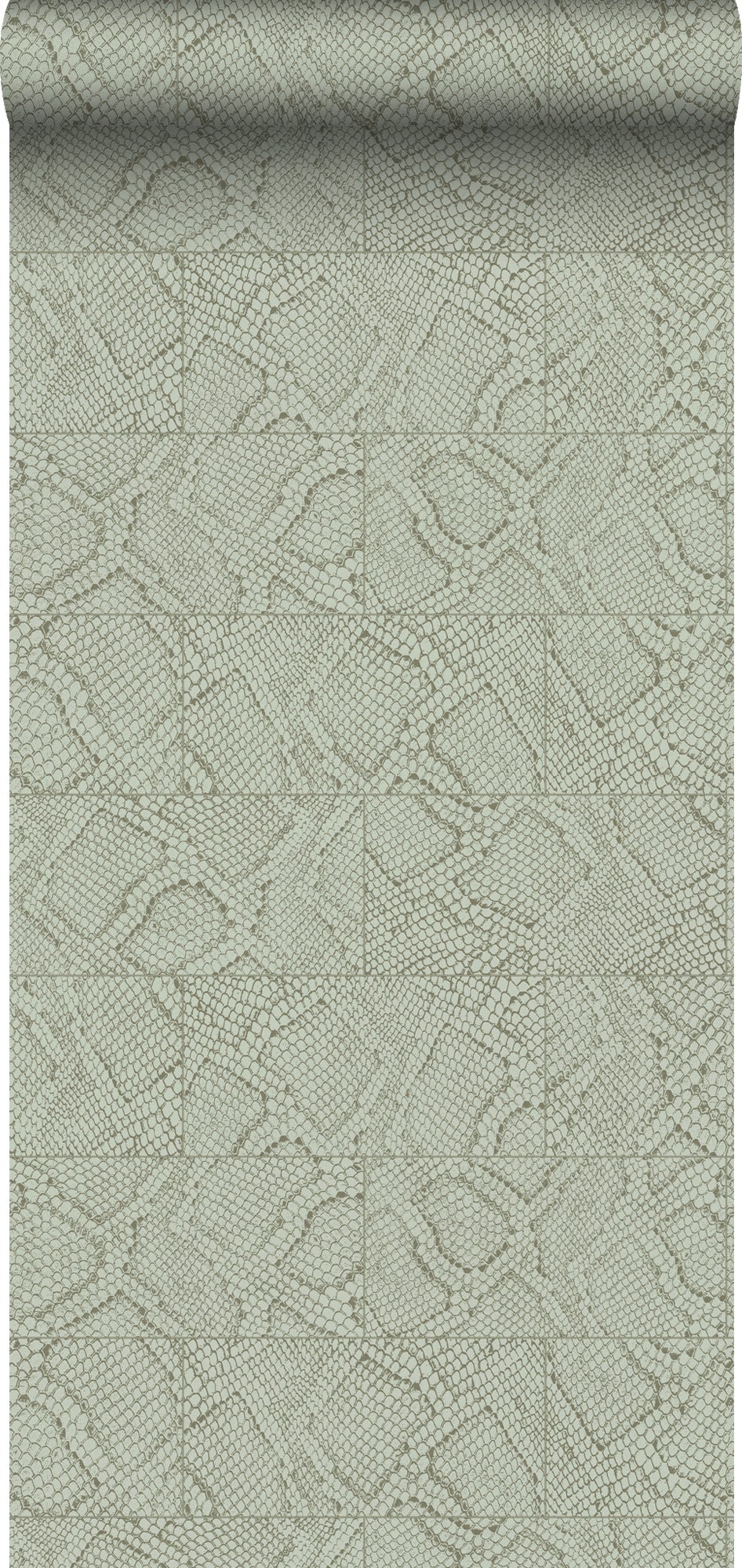Papel pintado motivo de azulejos con imitación de piel de serpiente gris pálido - 53 cm x 10.05 m - origin wallcoverings