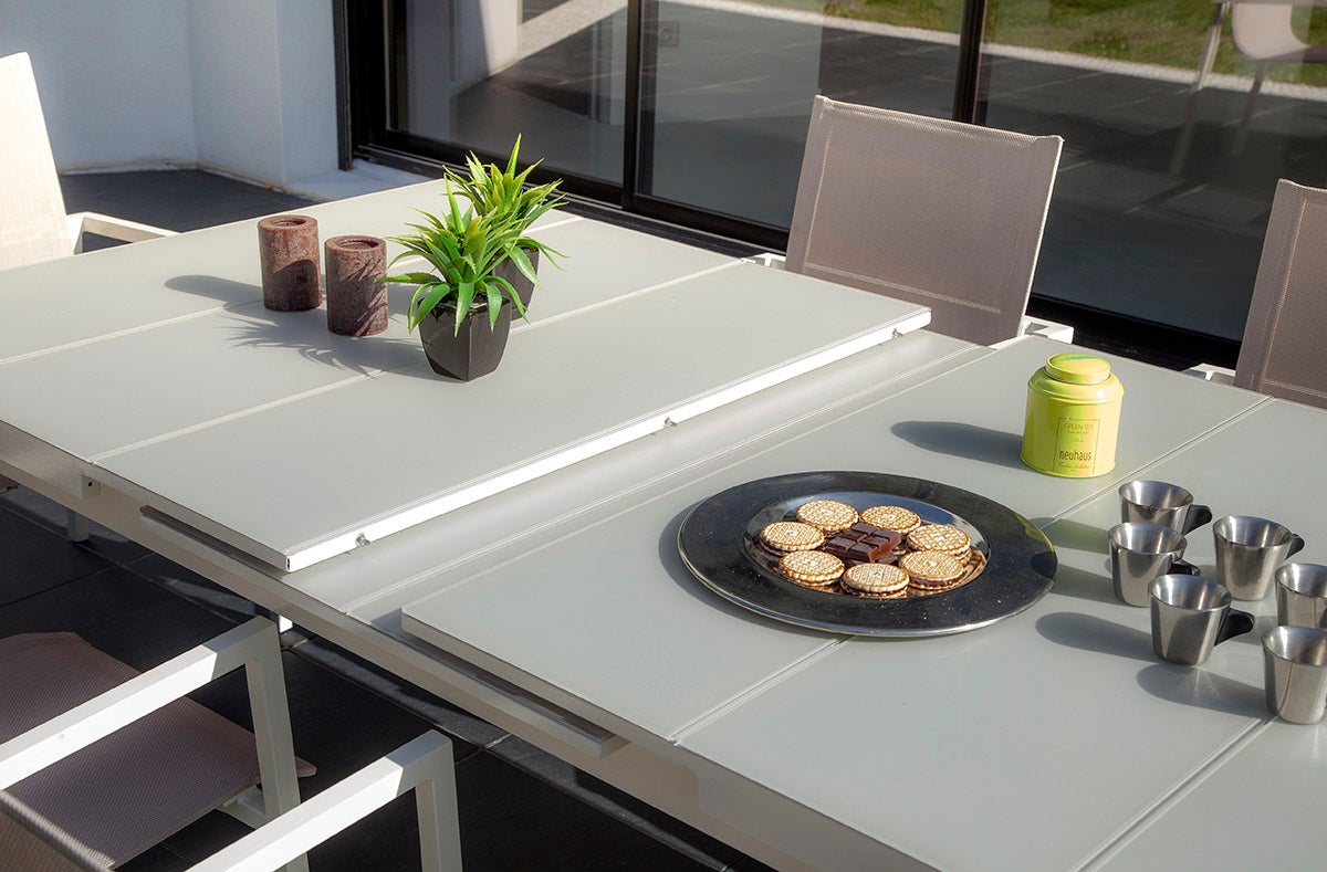 Table de jardin extensible 8-10 personnes Ibiza gris perle JARDILINE 180/240 cm - 4