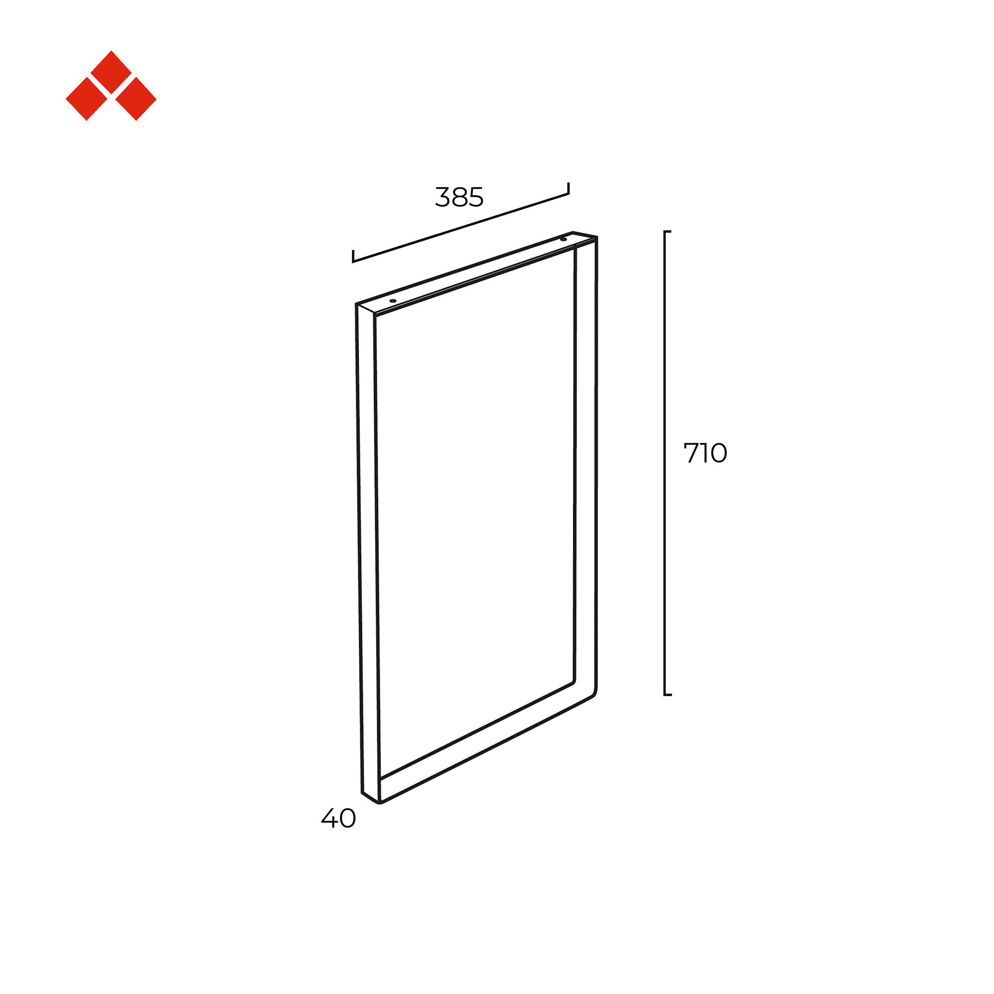 Pied meuble rectangle fixe acier mat noir, 71 cm - 3