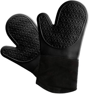 Guanti da forno in silicone, resistenti al calore, guanti da cucina antiscivolo per cucinare, cuocere al forno, microonde, 1 paio (nero) | Leroy Merlin