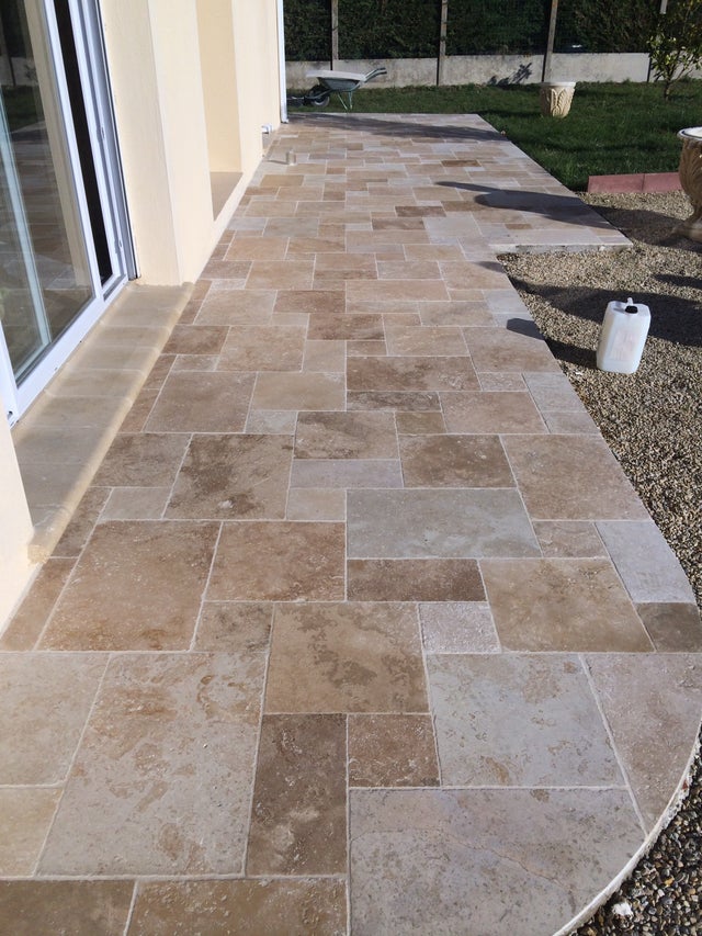 TRAVERTIN STANDARD MIX (1er choix mix), pierre naturelle, Opus 4 formats EP 1,2cm intérieur/exterieure(carton de 0,74m2) PATTOM LIVRAISON PREMIUM