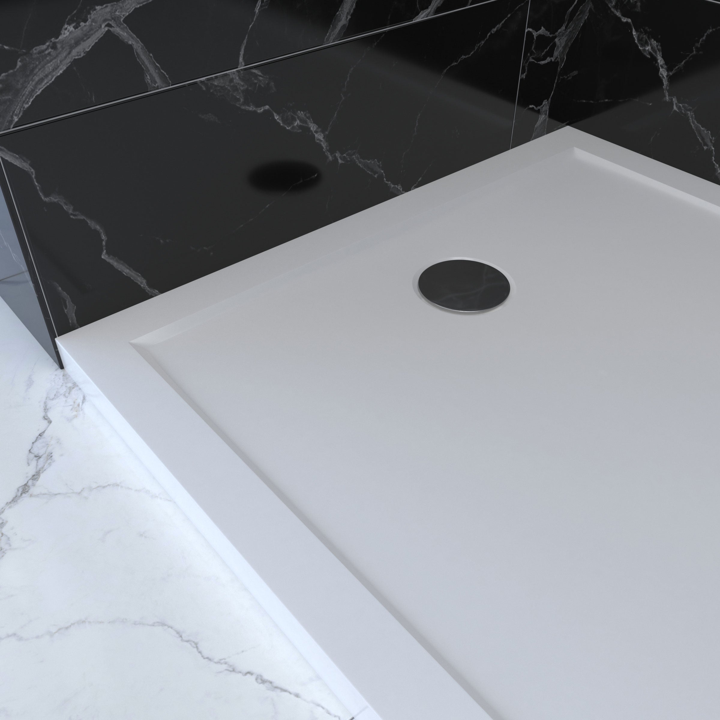 Vassoio doccia per rettangolo bianco in acrilico extra-flat - 120x80 Whiteny II 120 - 2