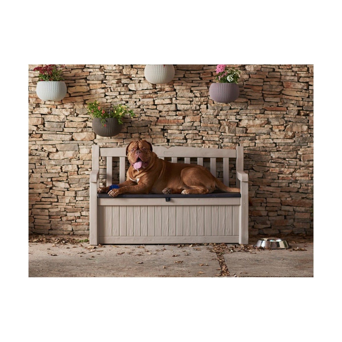 Keter Panchina Baule Effetto Legno Contenitore Apribile Esterno Beige Cassapanca - 6