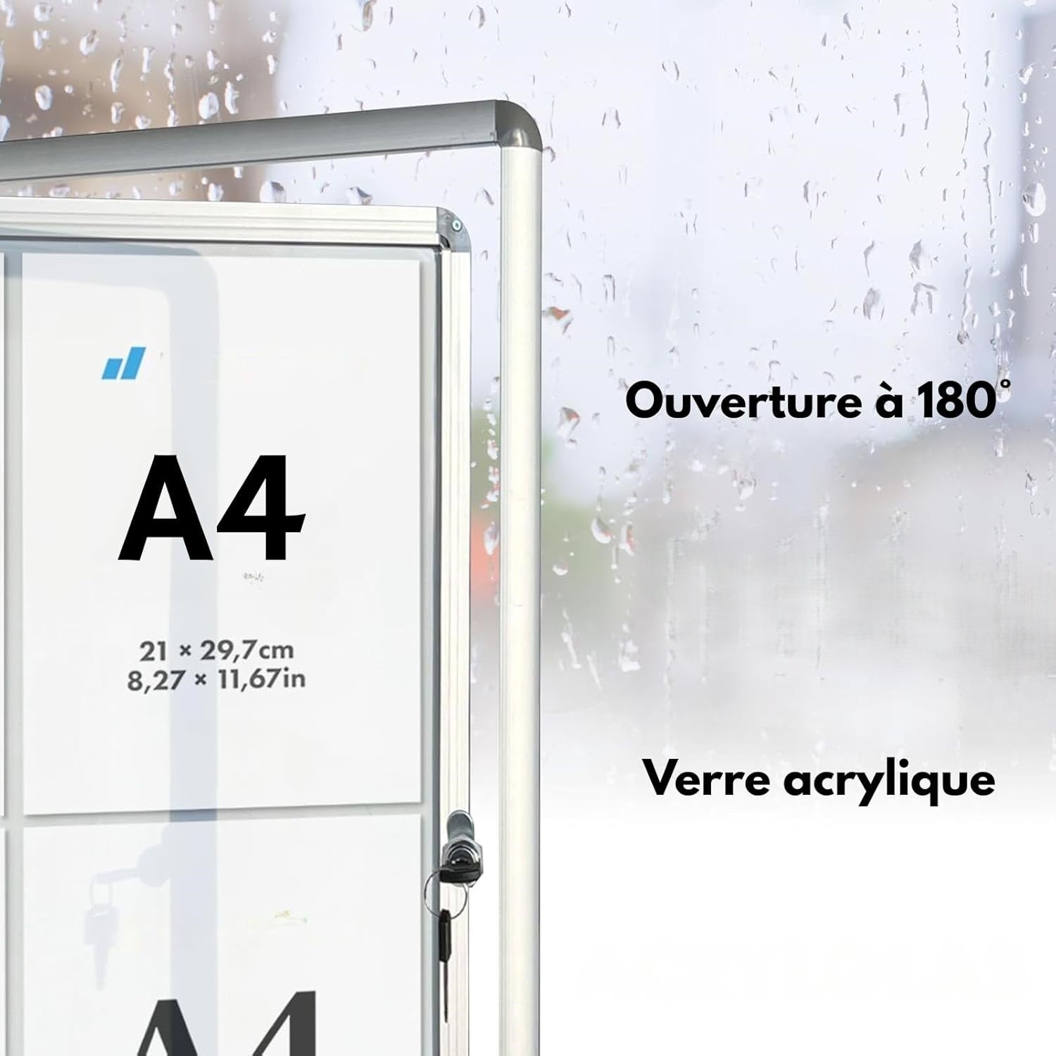 Tableau d’affichage mural intérieur, Vitrine intérieure, 49 x 67 cm 4 x A4 Avec 8 aimants - 2