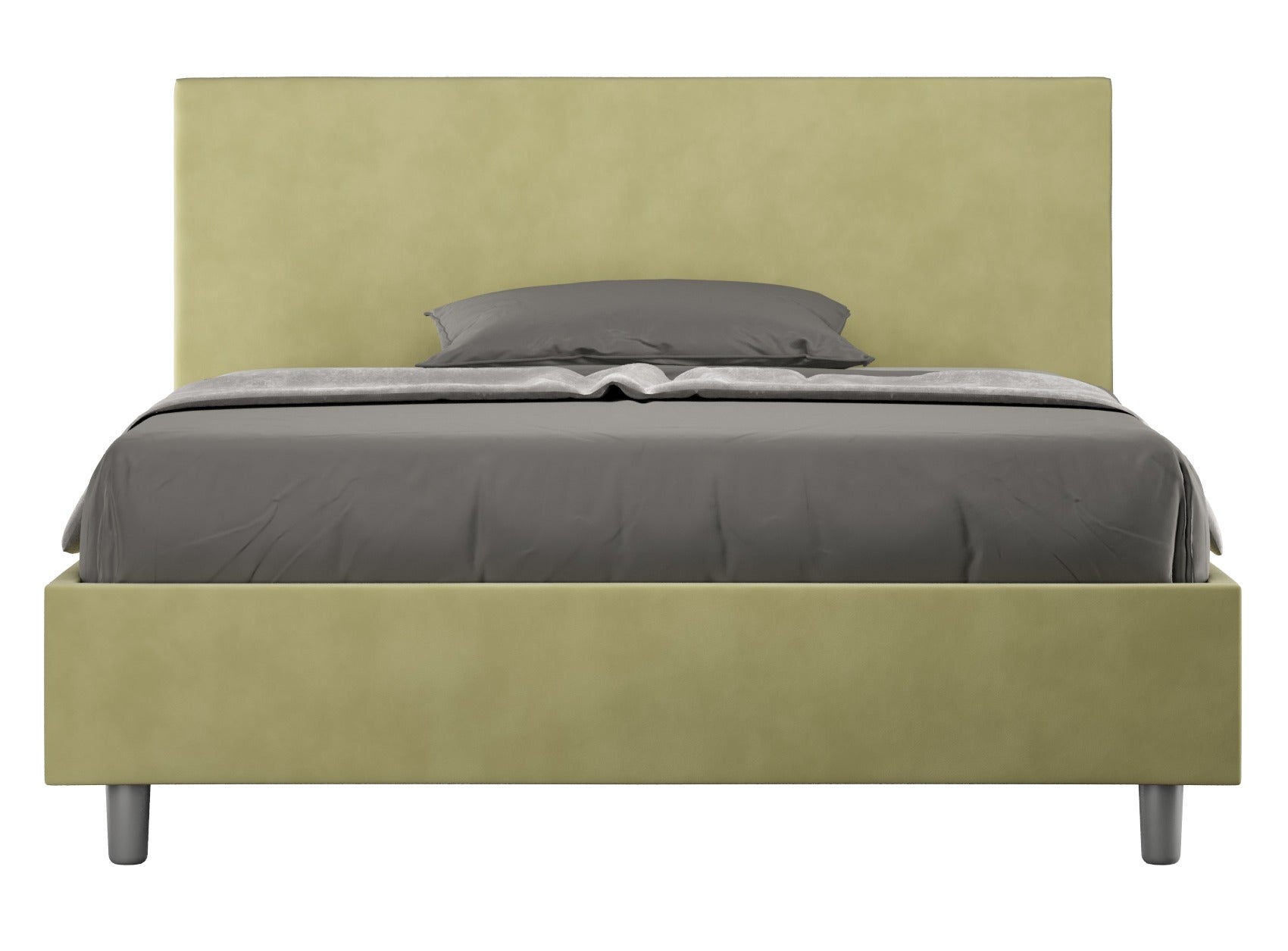Lit adulte moderne microfibre Adelyne-Couleur Vert kaki-160x200-Option ...
