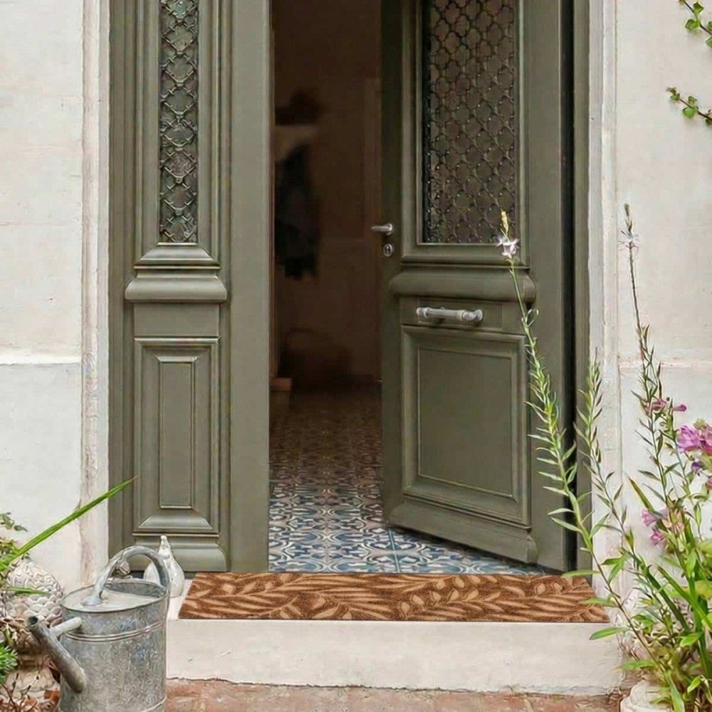 Paillasson de marche coco embossé feuillages 25x75cm - Ornami - 2