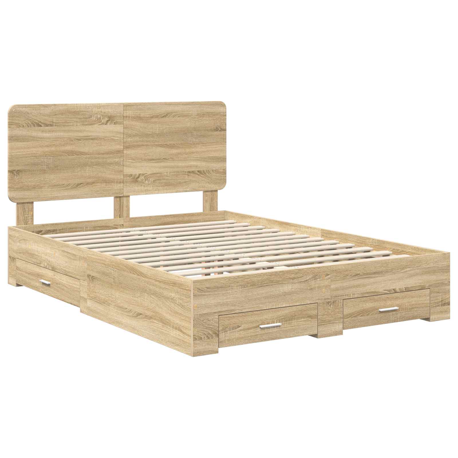 Cadre de lit en panneau de bois, chêne, pour la chambre, 140 × 190 cm - 4
