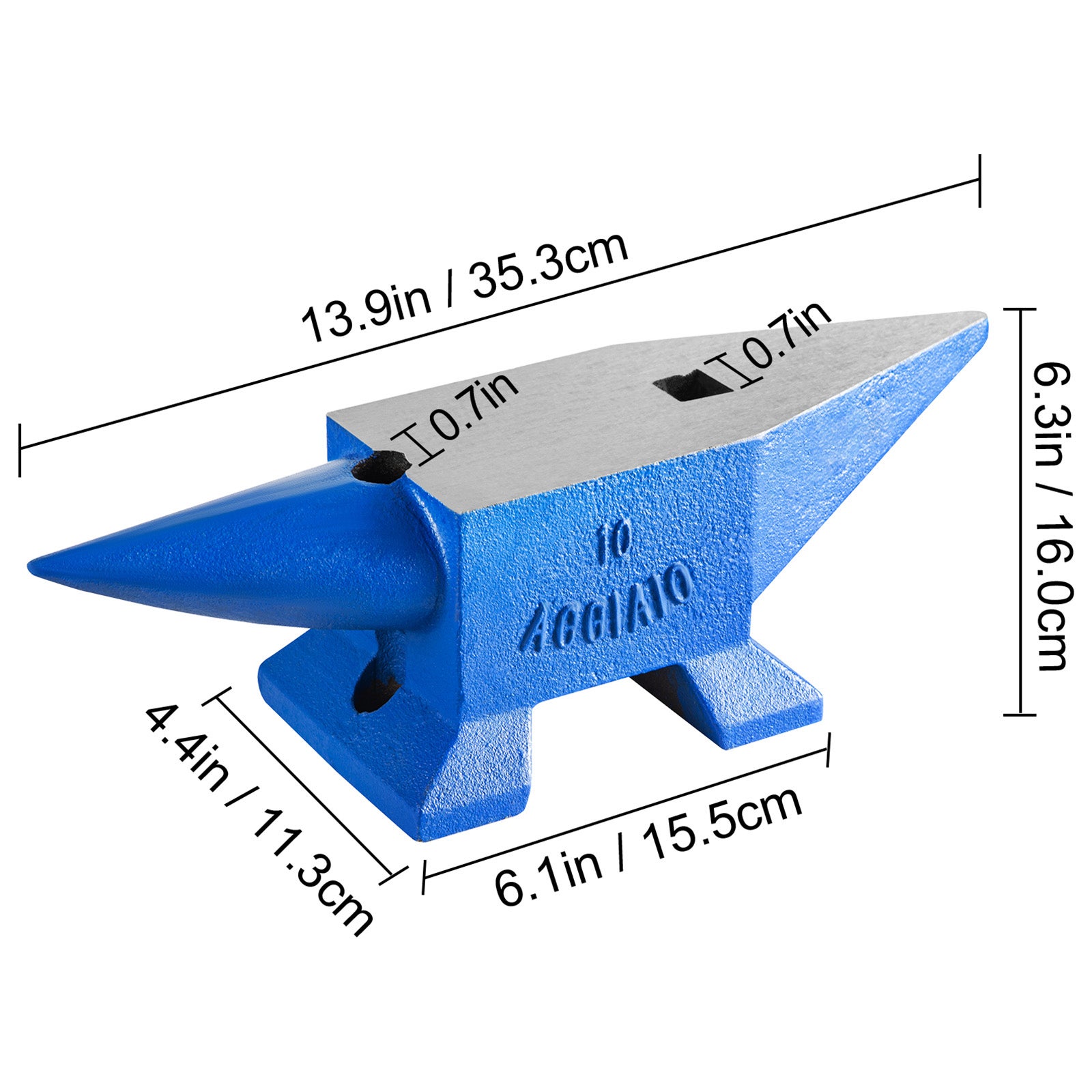 Bigorna de corno de SucceBuy 22 lb (10 kg),comprimento de 360 mm Bigorna de ferreiro de ferro fundido robusto e portátil,ferramenta estável,azul - 2